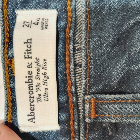 ABERCROMBIE & FITCH 90'S STRAIGHT ULTRA HIGH RISE TALL 27/4 Y2K MOM JEANS RETRO - Picture 9 of 9